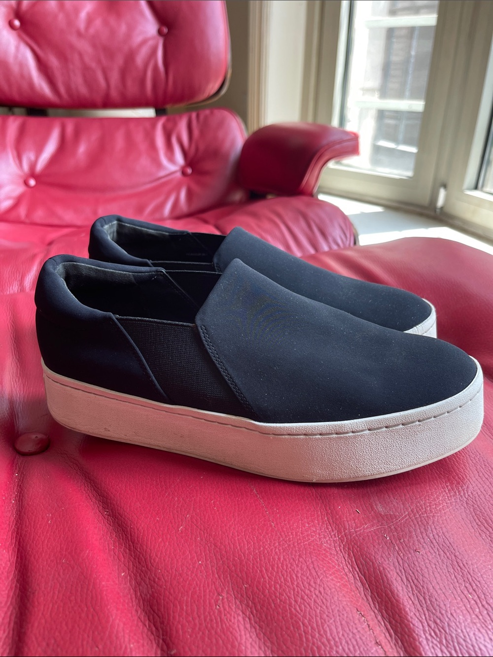Vince Black Slip-On Sneakers with White Soles